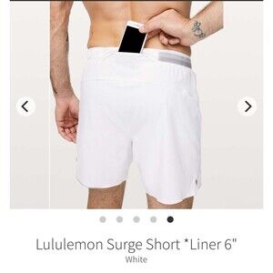 Lululemon Surge Shorts 6" Lined Men’s Size Small Running White Gray M7AEZS